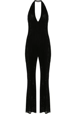Patrizia Pepe Crystal-embellished halterneck jumpsuit