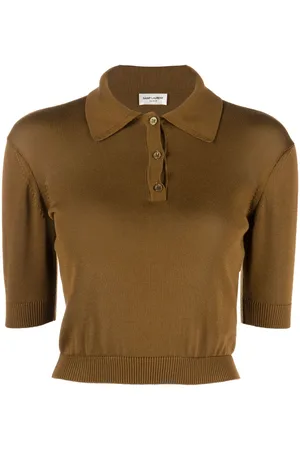 Saint Laurent Cropped cotton polo-shirt