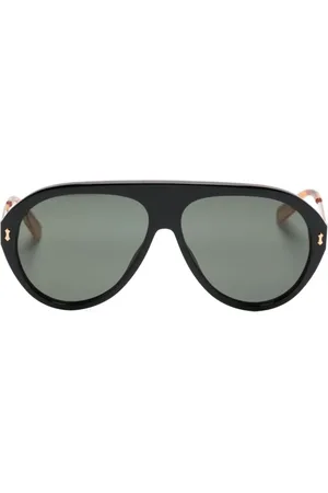 Gucci Logo-engraved navigator-frame sunglasses