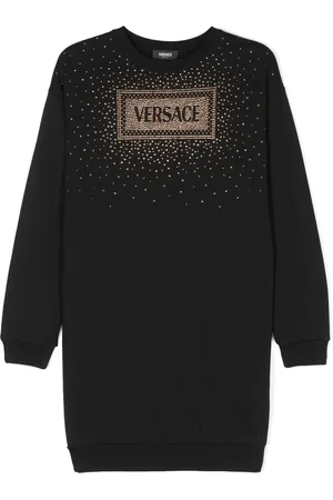 VERSACE Logo-rhinestones sweatshirt dress