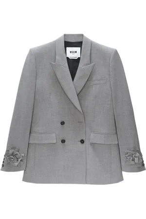 Msgm Floral-appliqué double-breasted blazer