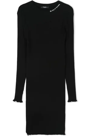 Balmain Logo-jacquard ribbed-knit dress