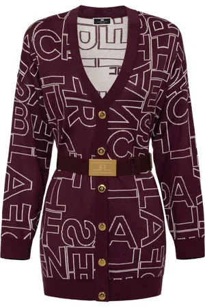 Elisabetta Franchi Logo-intarsia belted cardigan