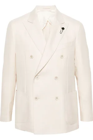 LARDINI Double-breasted interwoven blazer