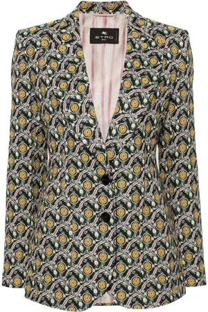Etro Patterned-jacquard single-breasted blazer