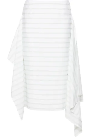 Plan C Striped poplin skirt