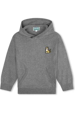 Kenzo Tiger-appliqué knitted hoodie