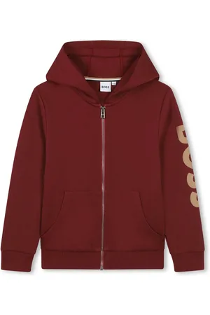 HUGO BOSS Logo-printed sleeve zipped hoodie