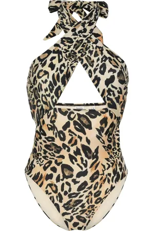 Nanushka Leopard-neck halterneck swimsuit