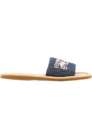 Salvatore Ferragamo Logo-embroidered denim slides