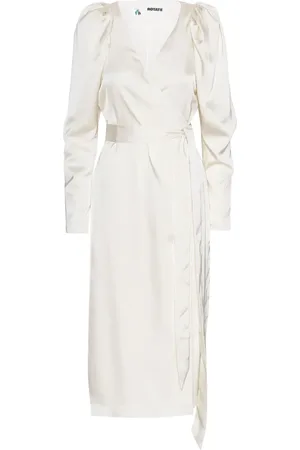 ROTATE Wrap-design satin midi dress
