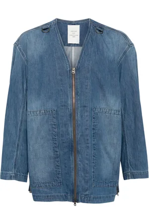 CROQUIS Collarless zip-up denim jacket