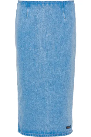 Marni Logo-patch denim pencil skirt