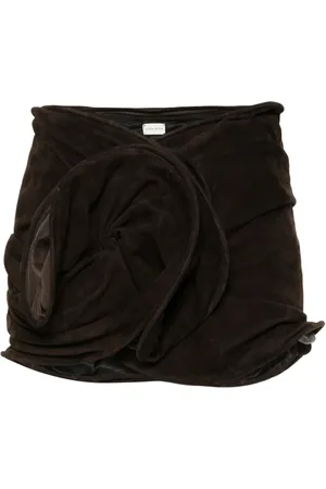 MAGDA BUTRYM Rose-motif suede mini skirt