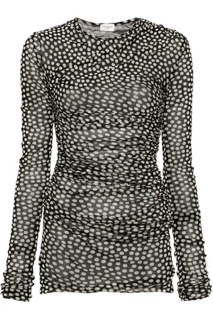 Saint Laurent Polka-dot ruched tulle minidress