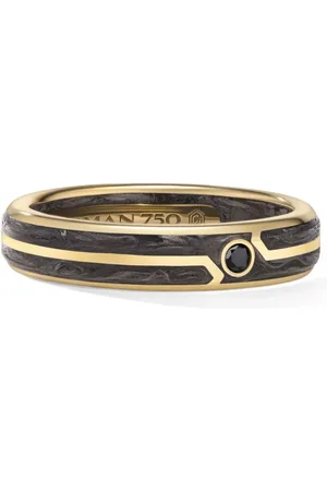 David Yurman 18kt yellow Forged Carbon diamond band ring (4mm)