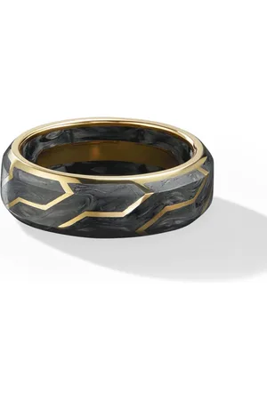 David Yurman 18kt yellow Forged Carbon band ring (8.5mm)
