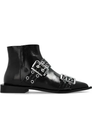 Ganni Eyelet-detailing biker boots