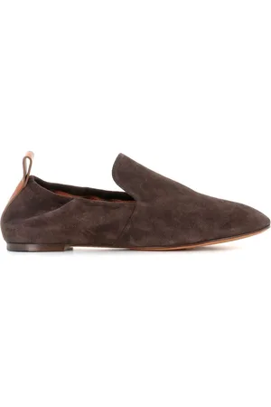 Lanvin Logo-tape suede loafers