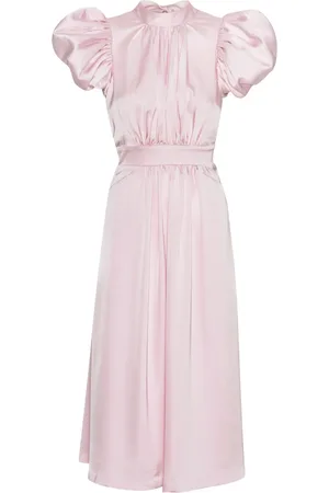 ROTATE Puff-sleeves satin midi dress