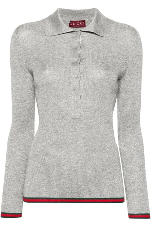 Gucci Ribbed-knit polo top