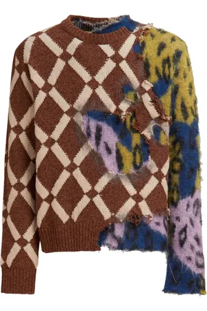 Marni Distressed-effect colour-block jumper