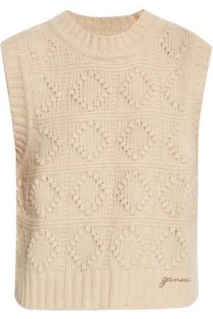 Ganni Embroidered-logo knitted vest