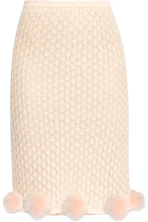 BLUMARINE Feather-detail midi skirt