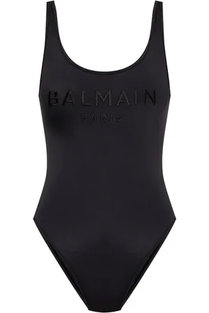 Balmain Embroidered-logo one-piece swimsuit
