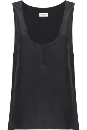 Saint Laurent Henley-neck silk tank top