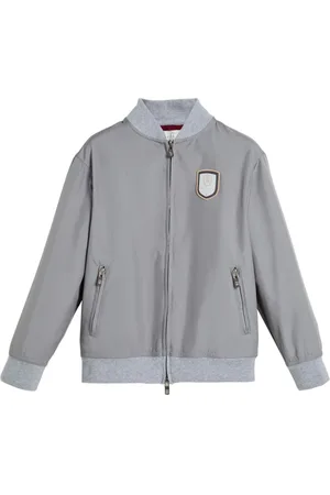 Brunello Cucinelli Tennis-badge zip-front sweatshirt
