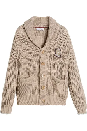 Brunello Cucinelli Logo-patch shawl-collar cardigan