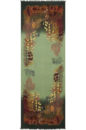 Etro Frayed leaf-print scarf