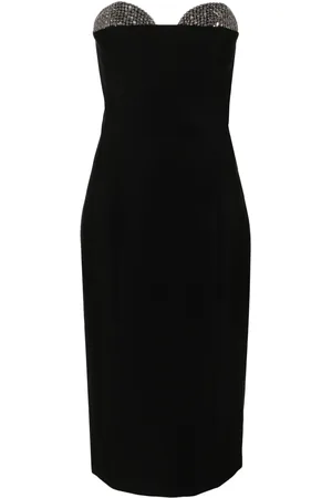 GENNY Sequin-detailed strapless midi dress