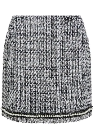 Karl Lagerfeld Pearl-embellished bouclé mini skirt