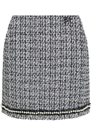 Karl Lagerfeld Pearl-embellished bouclé mini skirt