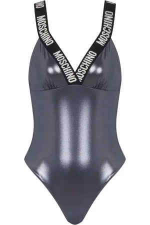Moschino Logo-tap laminated swimsuit