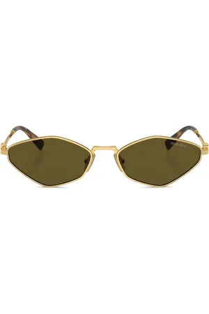 Miu Miu Logo-lettering geometric-frame sunglasses