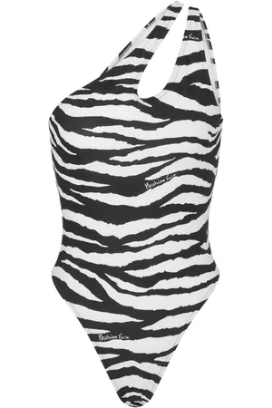 Moschino Zebra-print one-shoulder swimsuit