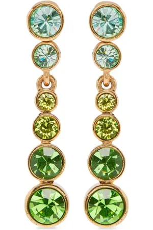 Oscar de la Renta Round Stone Drop clip-on earrings