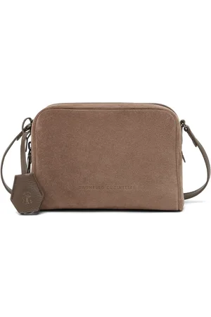 Brunello Cucinelli Logo-tag suede crossbody bag