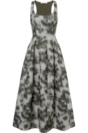 Serafini Abstract-print full-skirt dress