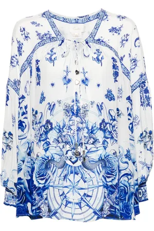 Camilla Nautical-print blouse