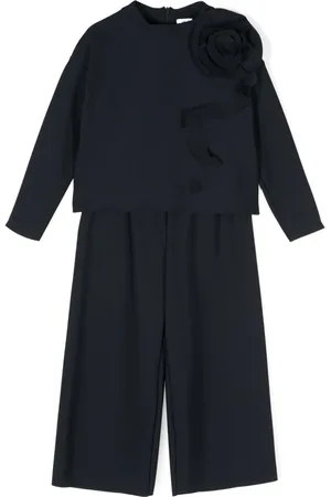 Il gufo Floral-appliqué trousers set