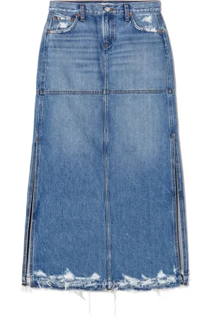 RE/DONE Split mid-rise denim skirt