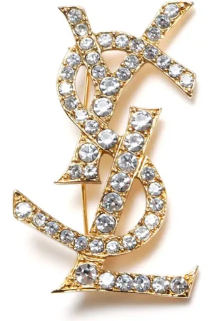 Saint Laurent YSL rhinestone brooch