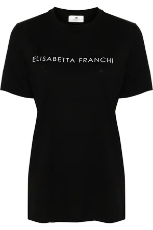 Elisabetta Franchi Rhinestones-logo jersey T-shirt