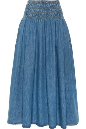 Maje Smocked denim skirt