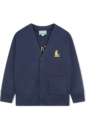 Kenzo Tiger-appliqu?? fleece-texture cardigan