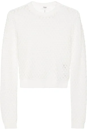 Chloé Cropped pointelle-knit jumper